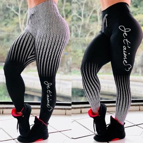 Yoga Leggings Women High Waist Letter Print Legging Pants Spring Autumn Sports Gym Fitness Running Jogging Tight Workout Pant