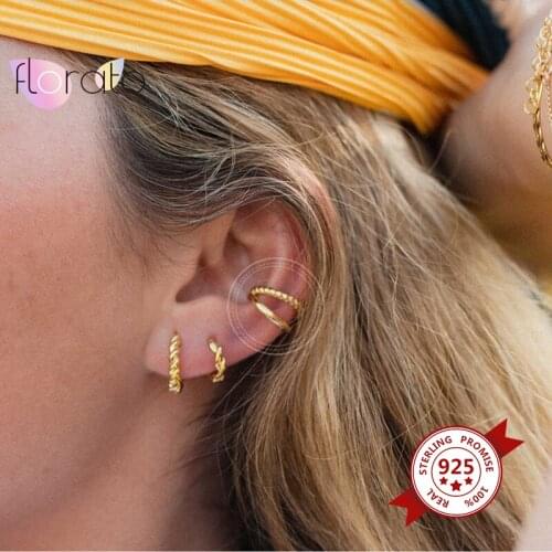 Interweave Twist Metal Circle Non-Piercing Ear Clip Earrings For Women Simple Fake Cartilage Ear Cuff Jewelry Clip Accessories