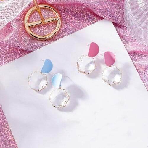 2021 Sale Simple solid color sweet daily wild earrings female Crystal from Swarovskis 925 silver needle jewelry Fit Women