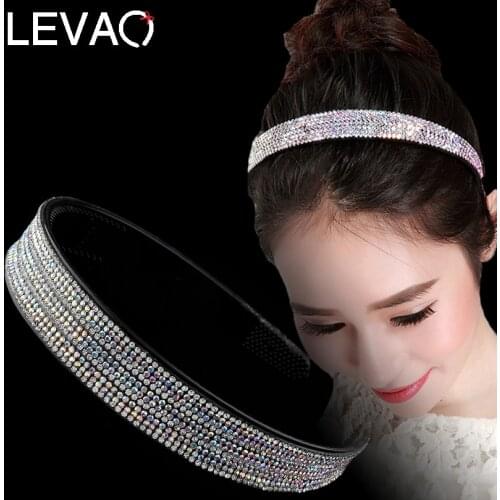 LEVAO Full Rhinestone Hairband for Women Boutique Crystal Hair Hoops Shiny Bezel Headband Wedding Headwear Party Accessories