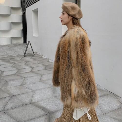 Coat Womens 2020 Winter New Natural Fox Fur Leather Grass Jacket Long Sleeve Warm Fashion Luxury Overcoat