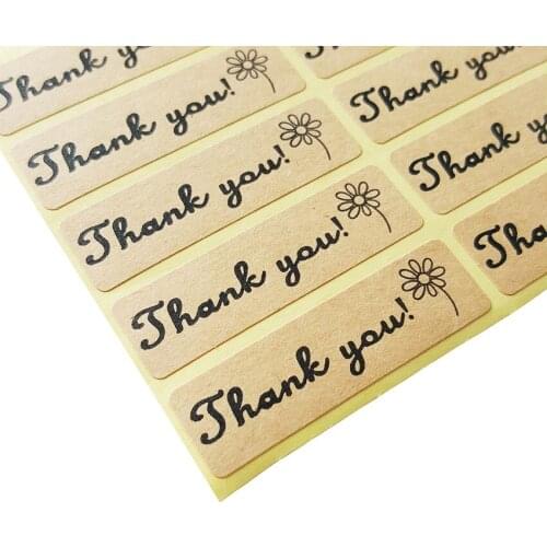 100pcs/lot "Thank you"self adhesive vintage stickers kraft label sticker DIY homemade for gift cake baking sealing sticker