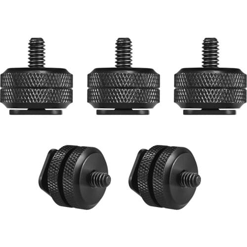 2/5pcs Camera Hot Shoe Mount to 1/4"-20 Tripod Screw Adapter Flash Shoe Mount for DSLR Camera Rig Screw Adapter Universal