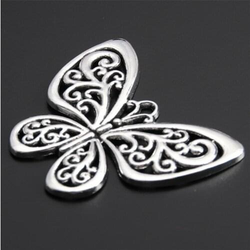 2pcs Silver Color Hollow Butterfly Charms For Necklace/Bracelets Findings Pendant Accessories A2596