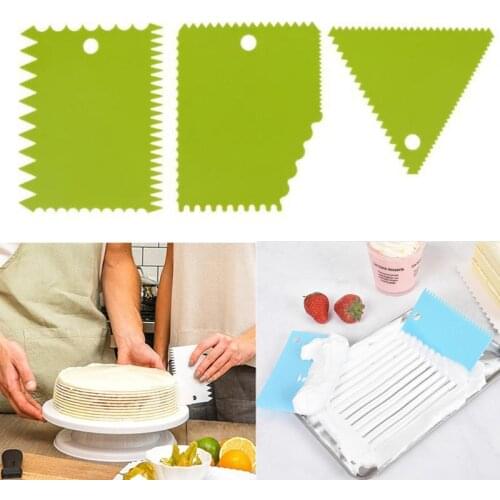 3 pcs/set Baking Pastry Tools Plastic Dough Knife Icing Fondant Scraper Decorating Plain Smooth Spatulas Cutters Cake Tool