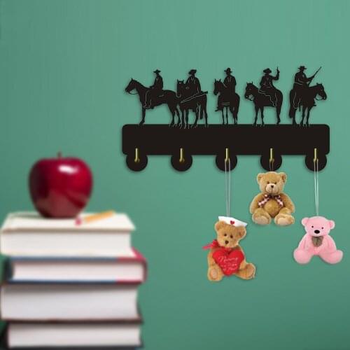 5 Bad Guys Cowboys Multi-purpose Design Wall Hooks Coat Hanger Clothes Coat Hat Towel Hooks Key Hooks Bedroom Hanger