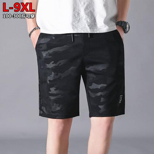 9XL Summer Camouflage Shorts Mens Fattening Plus Size Fat Loose Breathable Capris Summer Leisure Sports Military Streetwear