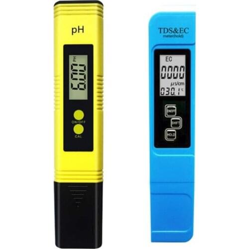 ABSF 2Pcs TDS Meter Digital Water Tester Digital 0.0-14.0 PH Meter Tester 0-9990Ppm TDS&EC LCD Water Purity PPM Water Tester