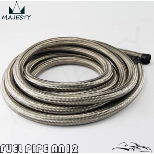 AN12 Stainless Steel Braided 12AN Oil/Fuel/Gas Line/Hose 10M/32Feet 10Meter silver