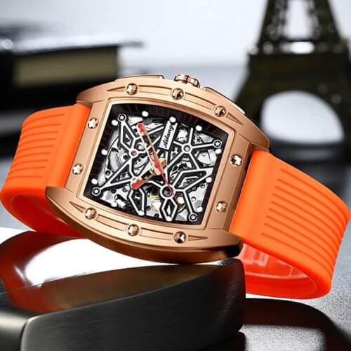 AILANG Automatic Mechanical Mens Sports Waterproof Watch Black Dial Casual Square Watch Luminous Luxury Mens Watch 8616