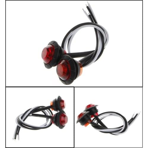 Car Bullet Light 2X Mini Red 3/4\" Round Side 3 LED Marker Trailer Waterproof