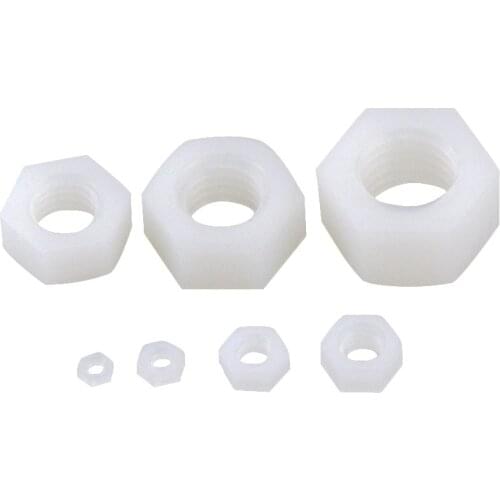 2PCS-40PCS White DIN934 M2 M2.5 M3 M4 M5 M6 M8 M10 M12 M14 M16 M18 M20 Nylon Hex Nut Hexagon Plastic Nuts For Bolt Screw