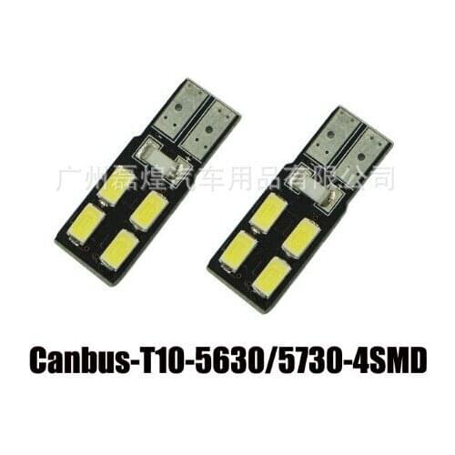Free Shipping 10 CANBUS 5630 Side/Corner Lights 168 158 920 W5W 192 2825 T10 License Plate Side Wedge4-SMD LED Bulbs Super White
