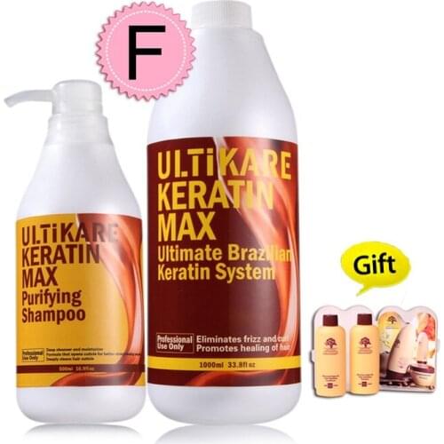 Free Formalin Brazilian Keratin Treatment and 500ml Purifying Shampoo Make Smooth Shiny Hair+Free Small Gifts