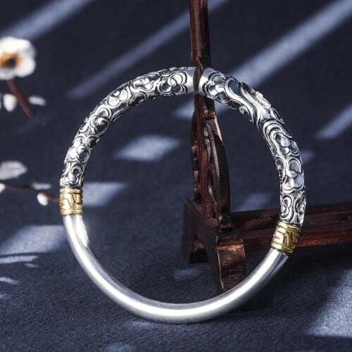 50g--200g Mens Women Heavy 999 Sterling Silver Bangle Cuff Bracelet jewelry gift A5175