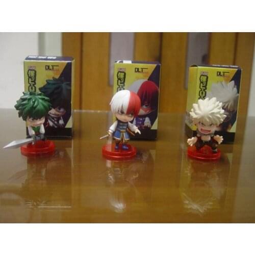 3PCS Anime My Hero Academia Kyun Chara Izuku Midoriya Bakugou Katsuki Todoroki Shoto Q Version 1/6 PVC action figure model Toys