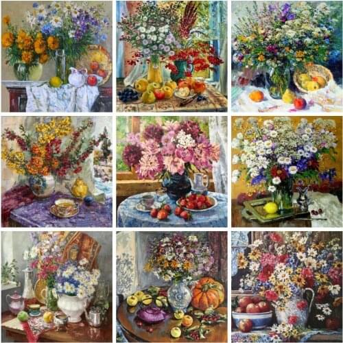 EverShine DIY Flowers Diamond Painting Daisy Cross Stitch Diamond Mosaic Vase Rhinestones Art Bead Embroidery Home Decoration