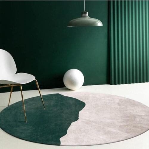 INS Geometric Round Carpet Rugs Abstract Art Modern Printed Carpets Floor Mat For Bedroom Living Room Anti Slip Home Decoration