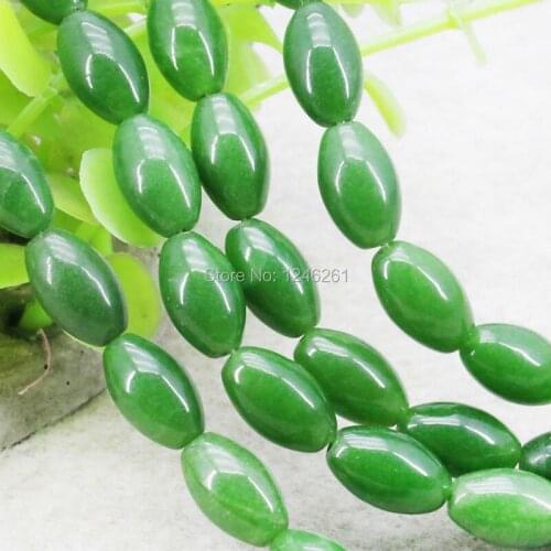 Hot Sale Ornaments Natural Green Chalcedony Stone Gem Loose DIY Beads Jewelry Making Design 8X12mm 15inch For Women Girl Gifts