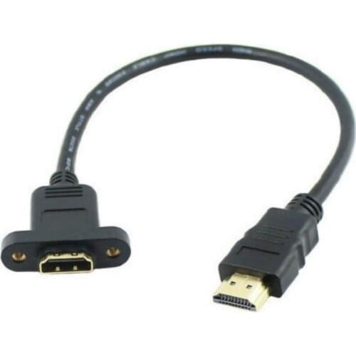 HDMI-compatible Extension Cable Lead HDMI-compatible Male To Female Extender Gold With Screw Hole Locked Panel Mount Cable