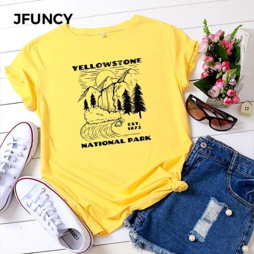 JFUNCY Plus Size Womens T-shirts 100% Cotton O-Neck Short Sleeve Women Summer Tops Lady Casual T Shirt Female Tees