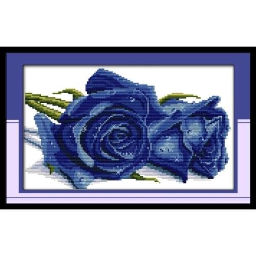 Joy Sunday Cross Stitch Rose Lover Painting Counted Printed on Canvas11CT 14CT DIY Embroidery Needlework DMS Cross Stitch Kit