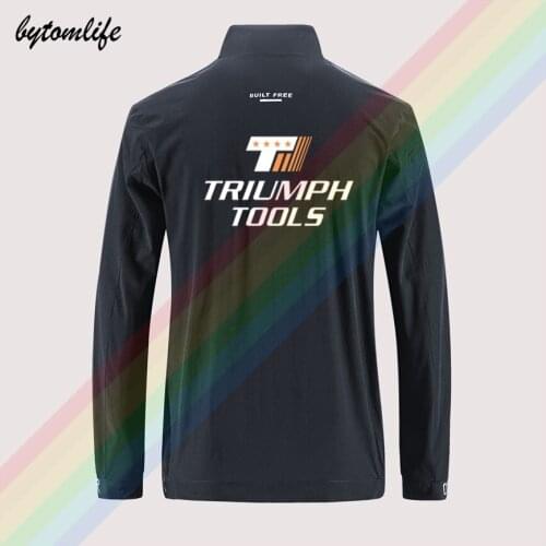 Triumph tt tools slim sport jacket mens street windbreaker zipper thin jacket mens casual back printing jacket asian size