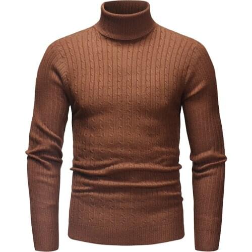 QSuper Autumn&Winter Men Sweater Pullover Casual Slim Mens Striped Sweater Knitted Hedging Turtleneck Sweater Male Clothing