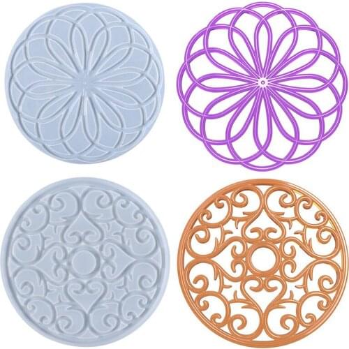 2021 New transparent Silicone Mold Round Hollow Flower Cushion Mould Pot Holder Silicone Mold 1 pcs