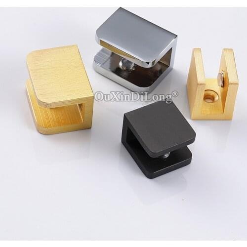 Brand New 4PCS Luxury Pure Brass Glass Clamps Board Partition Shelves Thicken Fixed Clips Holder Brackets No Drilling for 5~12mm