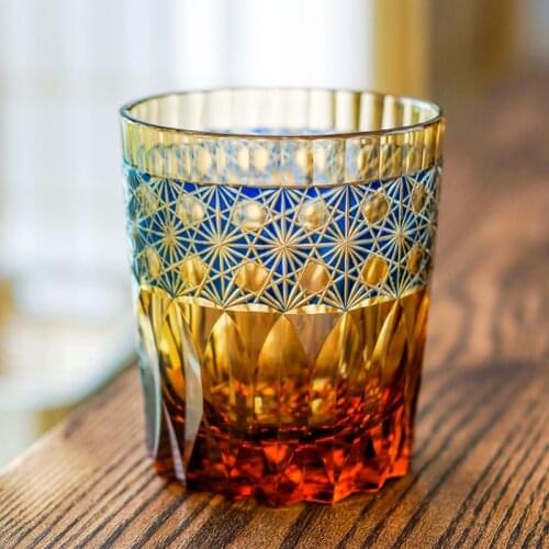 2021 New Popular Edo Kiriko Hand Carved Wine Glass Cup Use for Whiskey Beer Gin