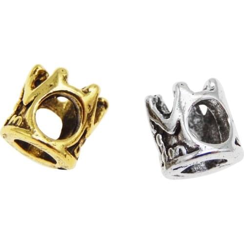 Wholesale 20pcs Metal Alloy Crown Silver Color Beads Jewelry Spacer Bead For Bracelets Making Craft DIY Accessory 7mm
