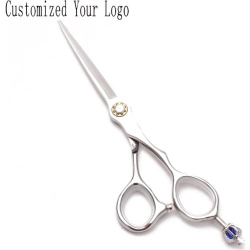 6" Barber Scissors Blue GEM C9020 Customize Logo JP 440C Haircut Set Cutting Scissors Thinning Shears Professional Hair Scissors