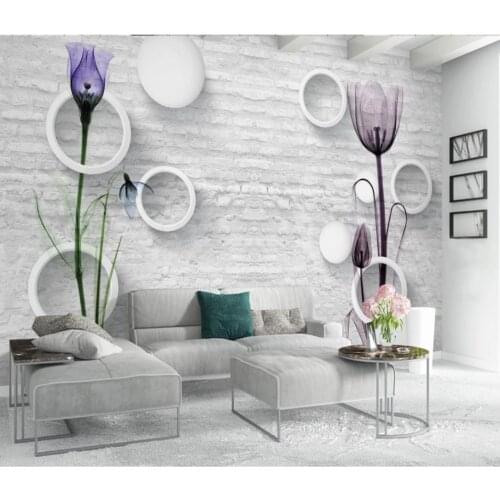 Custom photo wallpapers 3d wall murals wallpaper Circle flower mural 3D TV background wall papers for living room decoration