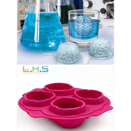 50pcs/lot Durable Silicone Drink Tray Cool Brain Shape Ice Cube Freeze Mold Ice Bar Maker Mould