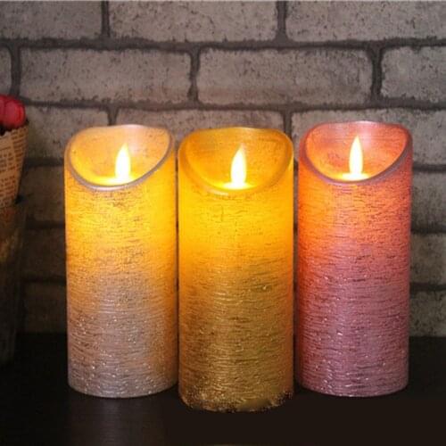 Luxurious LED Candles Flickering Prayer Candle Sway Tea Light Electronic Elegant Gold Silver Candle Lamp Christmas Wedding Deco