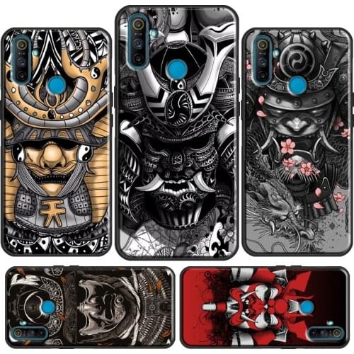 Samurai Japanese Warrior Mask Helmet For OPPO Realme 8 Pro Q3 6 7 i C3 GT Neo Case For OnePlus 9 Pro 8 Pro Nord 7T 8T 9R Cover