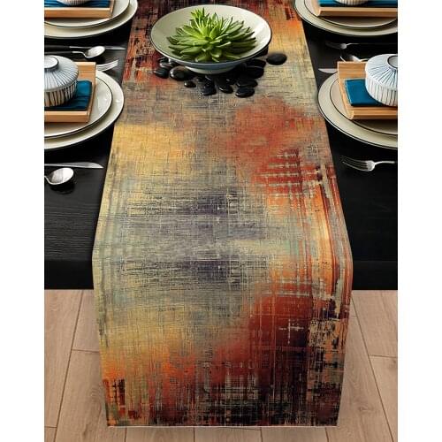 Runner drape table Living Room Kitchen grey brown ethnic patterned micro fabric cover runner pattern Free Shipping