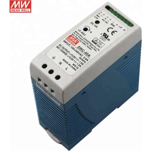 MEAN WELL DRC-40A Switching Power Supply 40W 12~15V 110V/220V AC to 13.8V DC 1.9A DIN Rail Battery Charger with UPS Function
