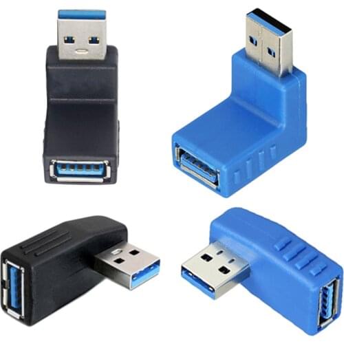USB 3.0 Male to Female Adapter 90 Degree Vertical Right Angled Converter Connector Plug Blue Black Color For Computer Laptop