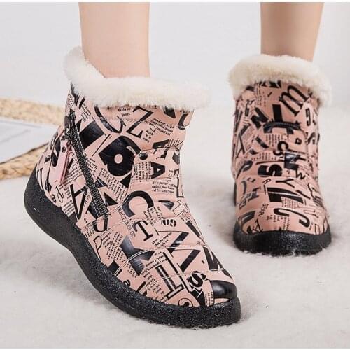 Women Boots 2022 Fashion Waterproof Winter Shoes for Woman Snow Boots Zipper Winter Boots Low Heels Ankle Botas Mujer Plus Size