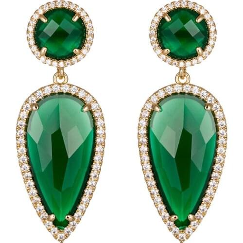 12 Color Fashion Water Drop Earrings For Women Luxury Advanced K9 Glass Gem Gold Earrings 2020 Jewelry EH-145