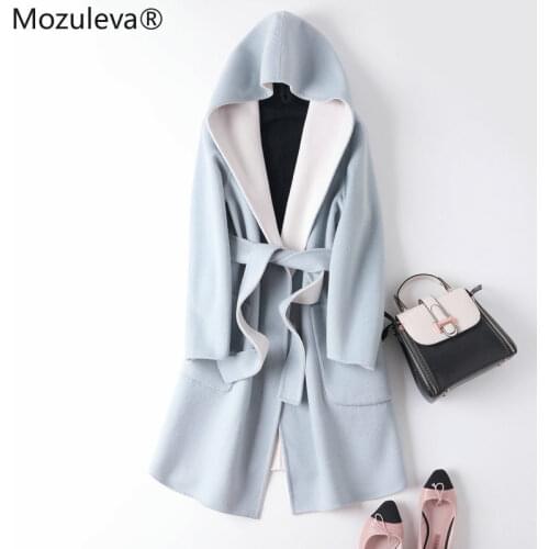 Mozuleva Double Sided Cashmere Wool Coat Female Autumn Winter Japanese Style Loose Long Woolen Coat Solid Color Outwear