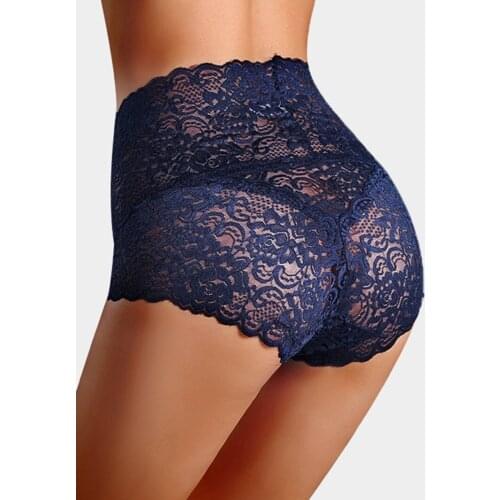 Plus Size Women Lace Sexy Lingerie High Waist Lace Panties Briefs Sleepwear Underwear For Female Hipster Underpant