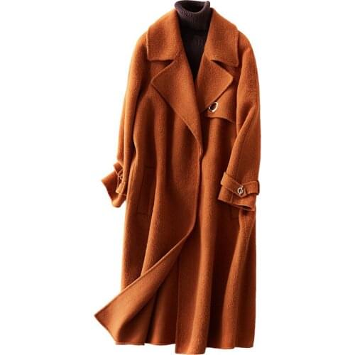 2020 New Alpaca Alpaca Double Hair Wool Overcoat Self-cultivation Loose Coat Woman