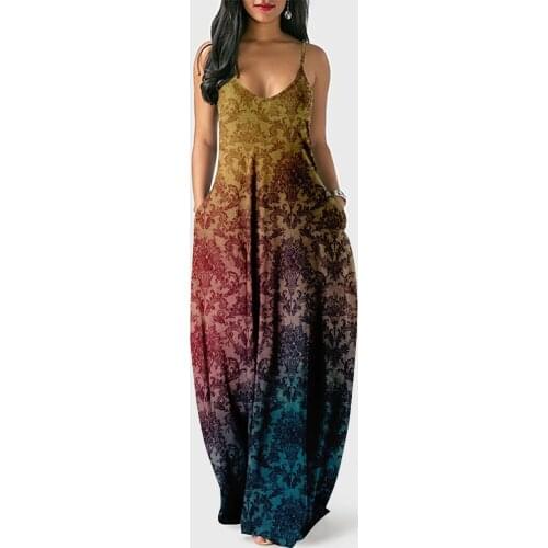 Women Maxi Dress Floral Vintage Dress Bohemian Summer Woman Beach Dresses Robes Vestidos De Festa платье летнее женское2021