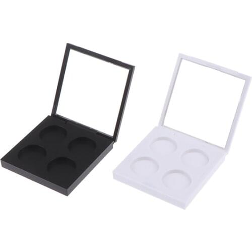 1Pc 4 Grids Diy Eyeshadow Magnetic Palette Eye Organizer Case Box Makeup Beginners black white