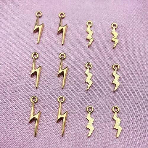 10pcs/lot Mixed Gold Color Small Lightning Charms For Jewelry Making DIY Earrings Necklace Bracelet Pendant Accessories Handmade