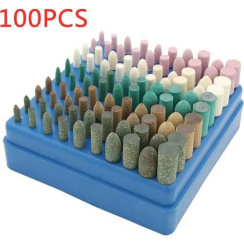 100Pcs Polishing Buffing Wheel Wool Felt Mandrel Mounted Grinding Head Bits Grinder Heads for Dremel Rotary Tool Accessories