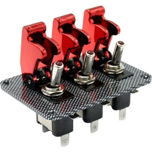 12V Toggle Switch Racing Ignition Engine Relays Carbon Fiber Surface Panel
